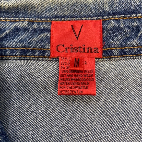 V Christina Women's Medium Blue Southwestern Influenced Jean Jacket - Picture 9 of 10